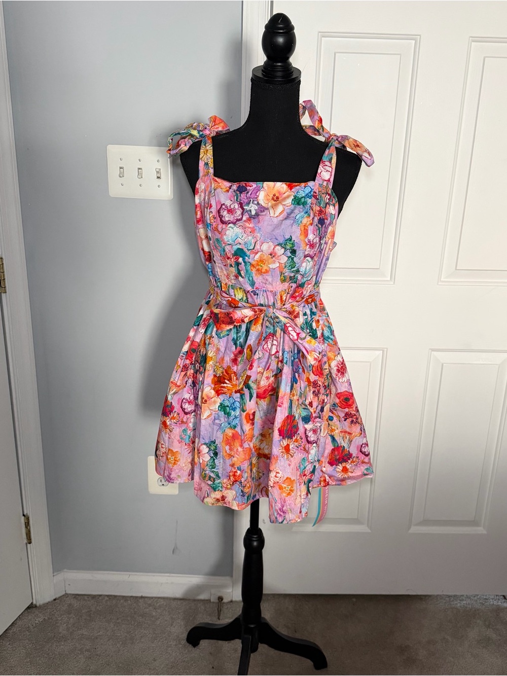 NWT Floral Tie-Shoulder Sundress in Lavender Pink